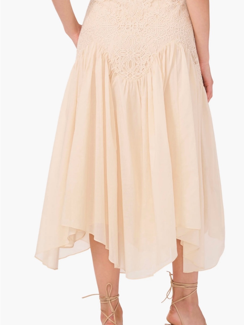 Parker Cream Lace-Panel High-Low Skirt - Picture 2 of 5